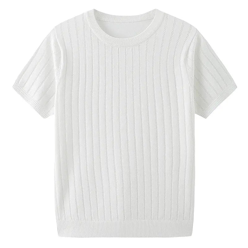 Short Sleeve Hollow-out Half-sleeve Crew Neck T-shirt