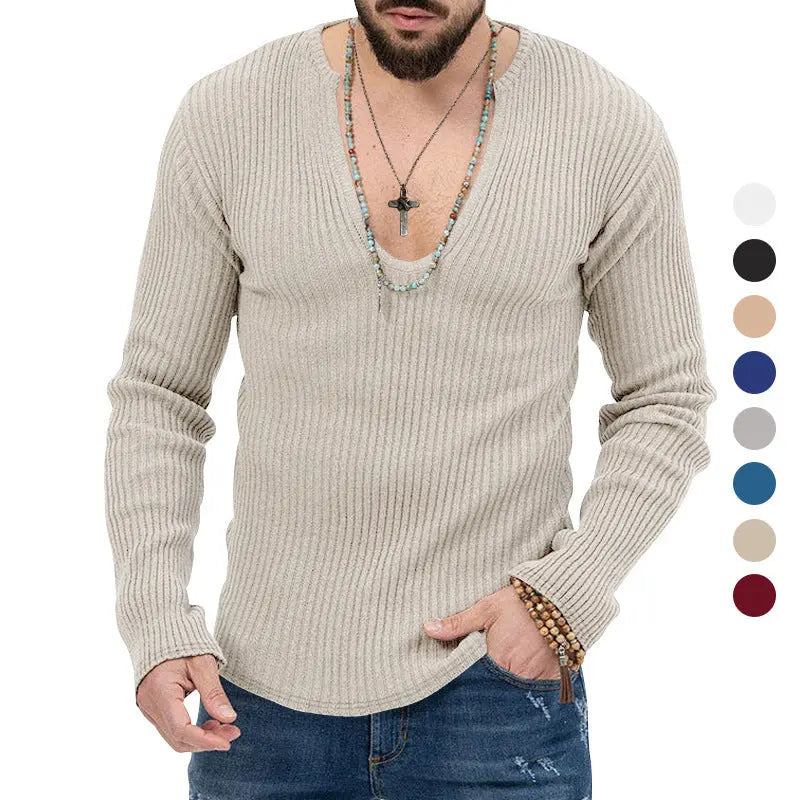 Low Neck Long Sleeve Slim-fit Top