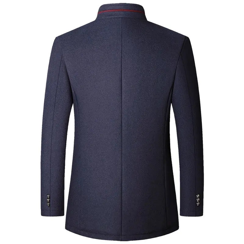 Men's Woolen Jacket Autumn And Winter Stand Collar Middle-aged Old Money Classic