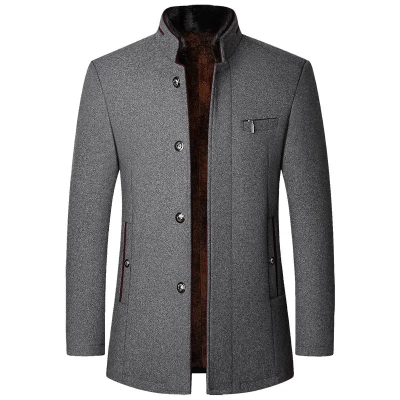 Men's Woolen Jacket Autumn And Winter Stand Collar Middle-aged Old Money Classic