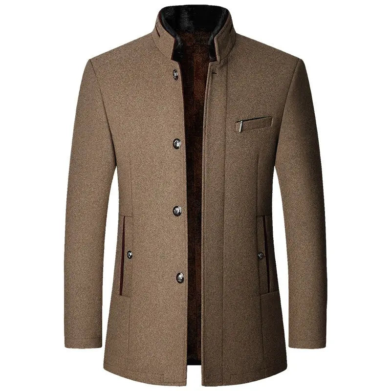 Men's Woolen Jacket Autumn And Winter Stand Collar Middle-aged Old Money Classic