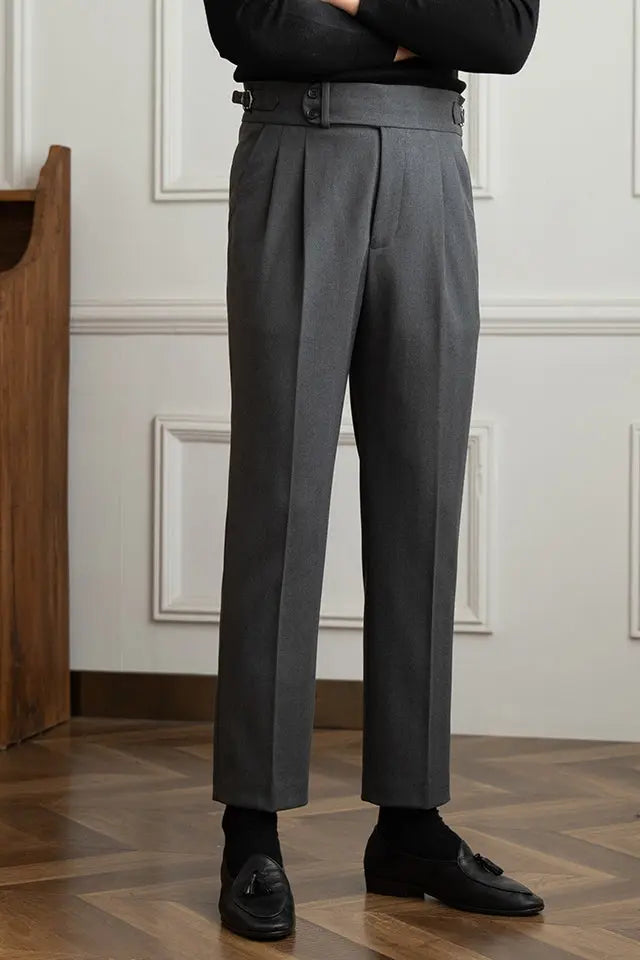 Naples High Waist Straight Trousers - Old Money Classic