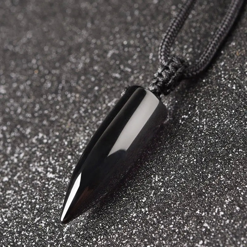 Natural Obsidian Bullet Necklace For Men And Women - Old Money Classic