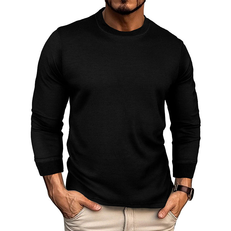 Men's Fashion Casual Loose Round Neck Long-sleeved T-shirt Old Money Classic