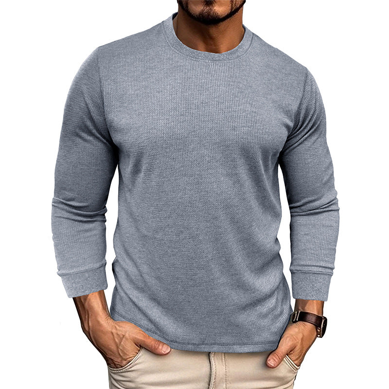 Men's Fashion Casual Loose Round Neck Long-sleeved T-shirt Old Money Classic