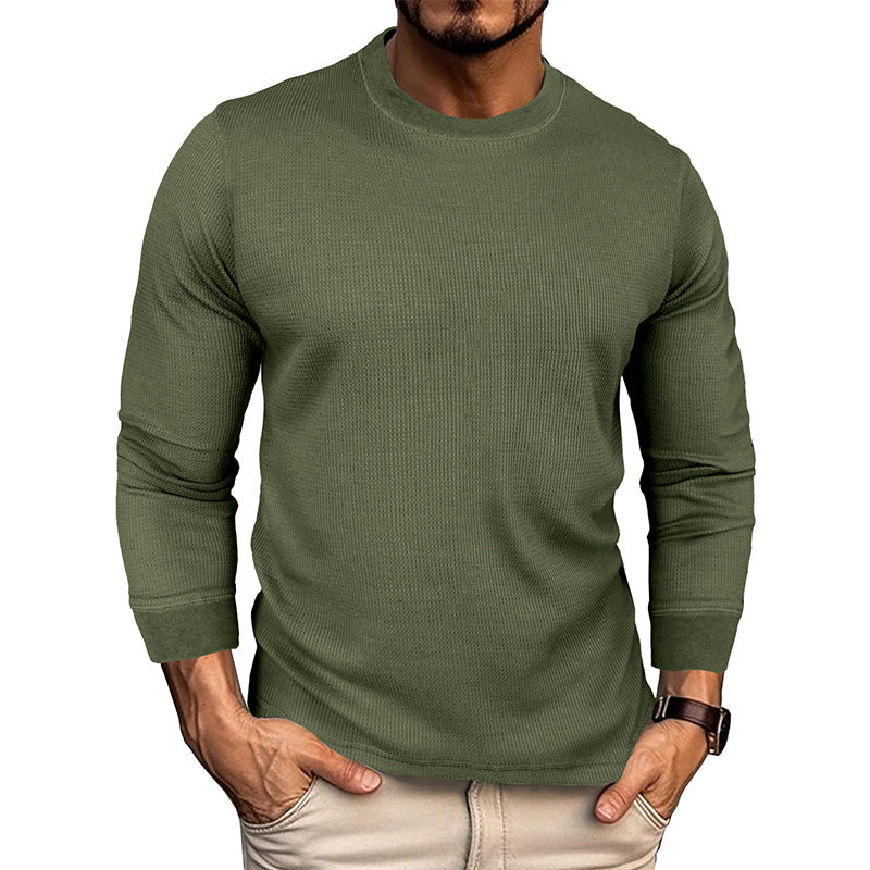 Men's Fashion Casual Loose Round Neck Long-sleeved T-shirt Old Money Classic