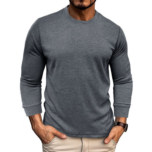 Men's Fashion Casual Loose Round Neck Long-sleeved T-shirt Old Money Classic