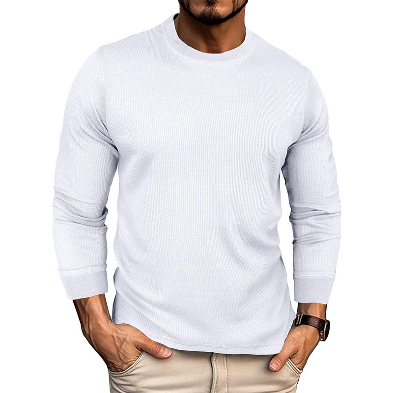 Men's Fashion Casual Loose Round Neck Long-sleeved T-shirt Old Money Classic