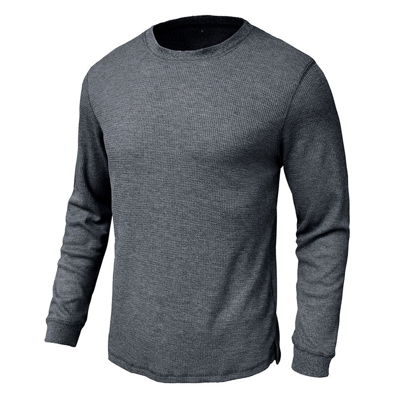 Men's Fashion Casual Loose Round Neck Long-sleeved T-shirt Old Money Classic