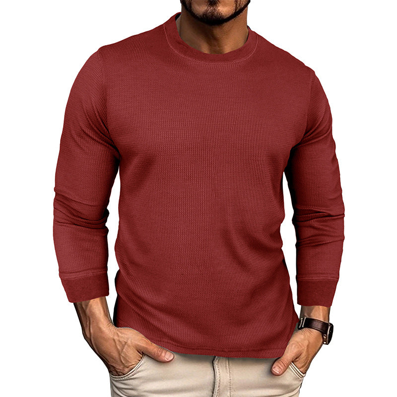 Men's Fashion Casual Loose Round Neck Long-sleeved T-shirt Old Money Classic