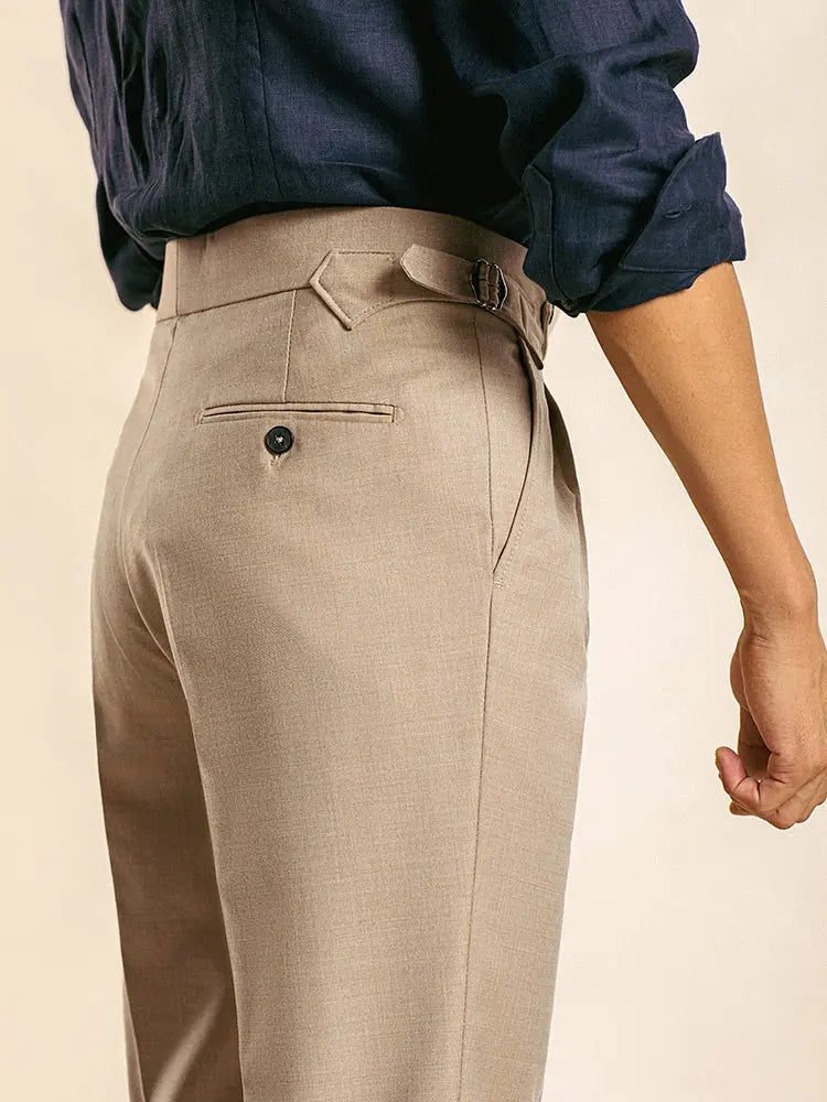 Paris Buckle Pleated Trousers - Old Money Classic