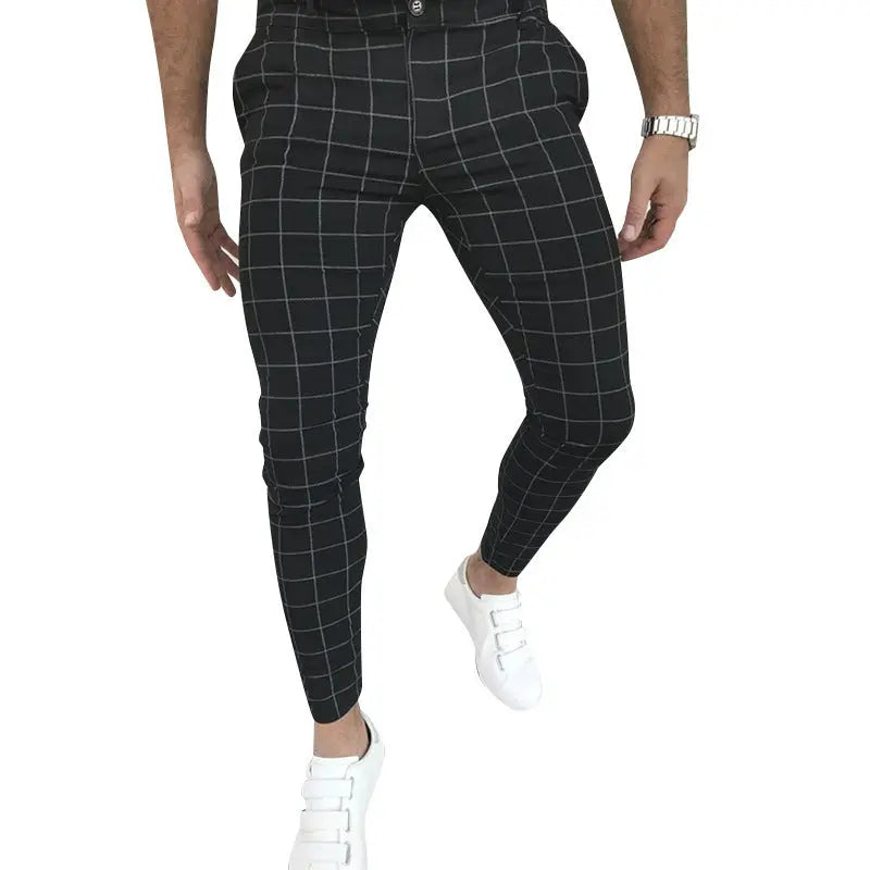 Plaid Cotton Blend Trousers Old Money Classic