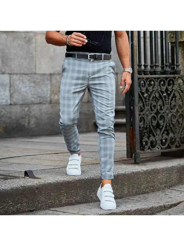 Plaid Print Trousers Loose And Thin - Old Money Classic