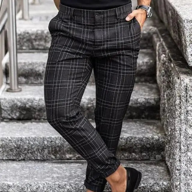 Plaid Print Trousers Loose And Thin - Old Money Classic