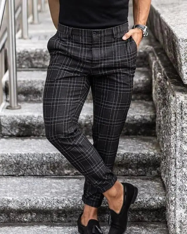 Plaid Print Trousers Loose And Thin - Old Money Classic