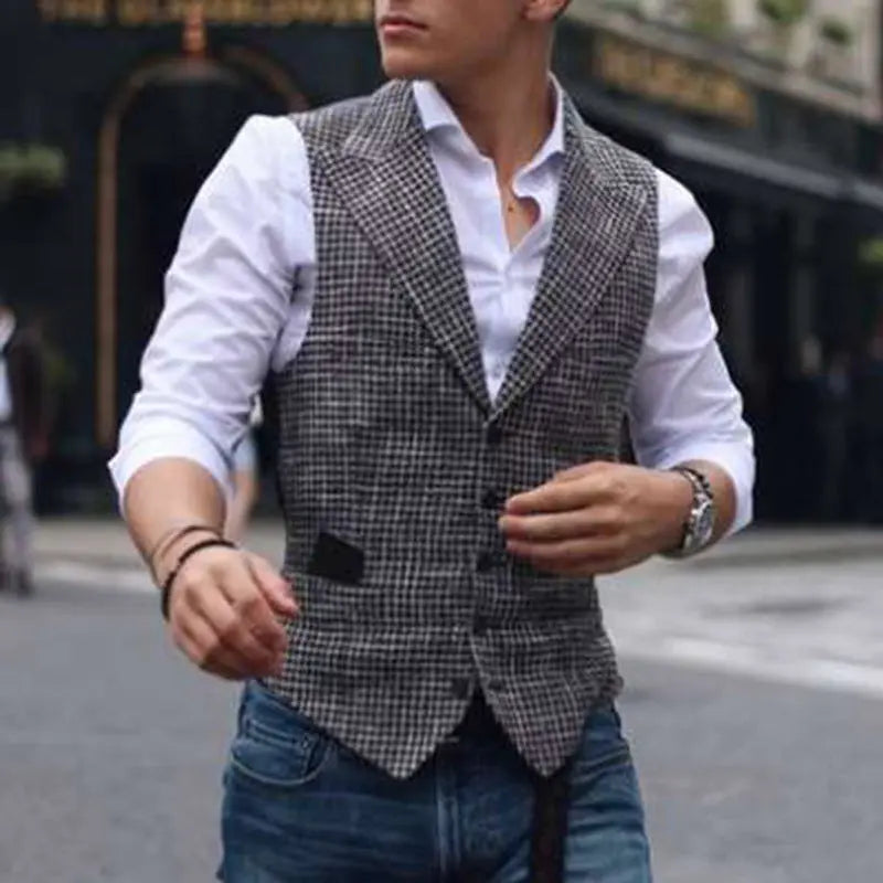 Plaid Slim Fit Casual Vest Men - Old Money Classic