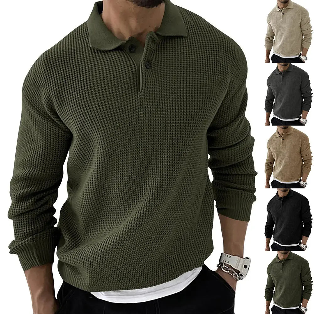 Polo Neck Sweater For Men Fashionable And Slim Old Money Classic