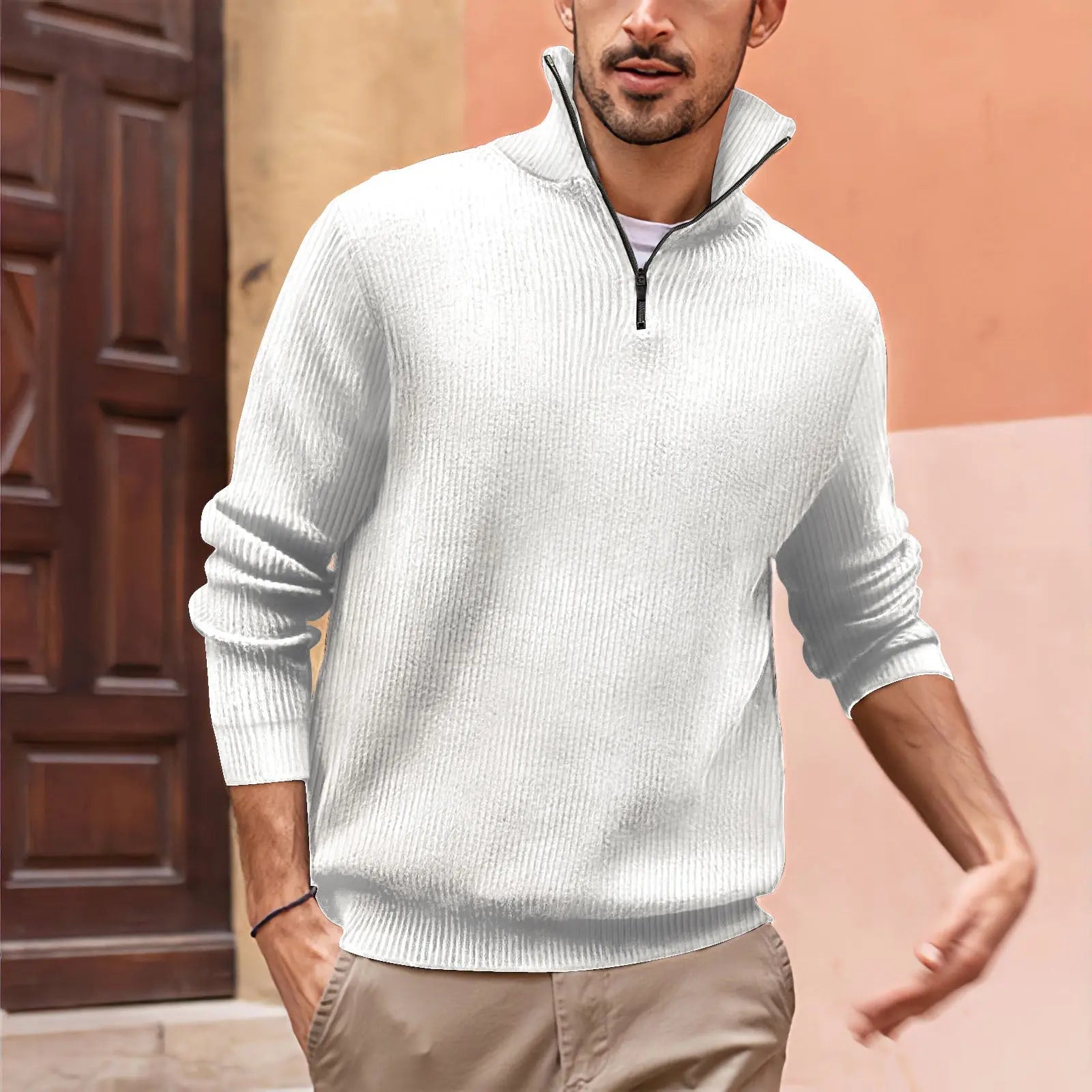 Polo Zip High Neck Sweater - Old Money Classic