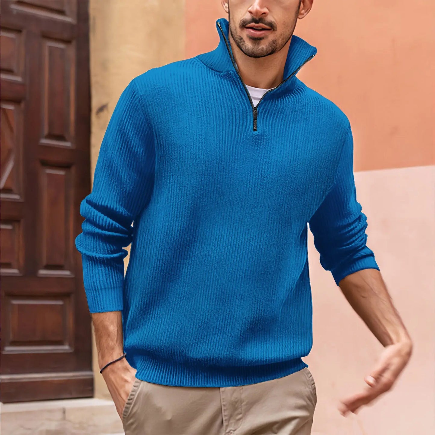 Polo Zip High Neck Sweater - Old Money Classic