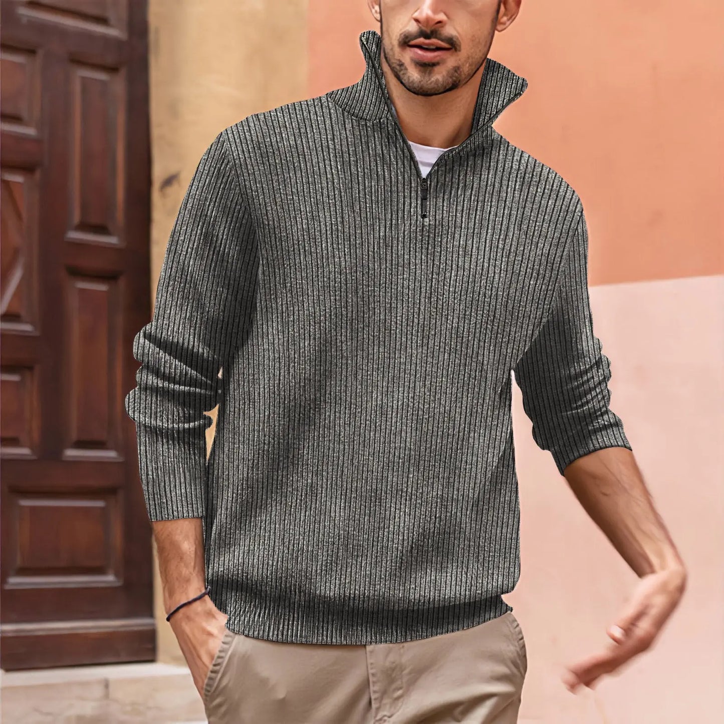 Polo Zip High Neck Sweater - Old Money Classic