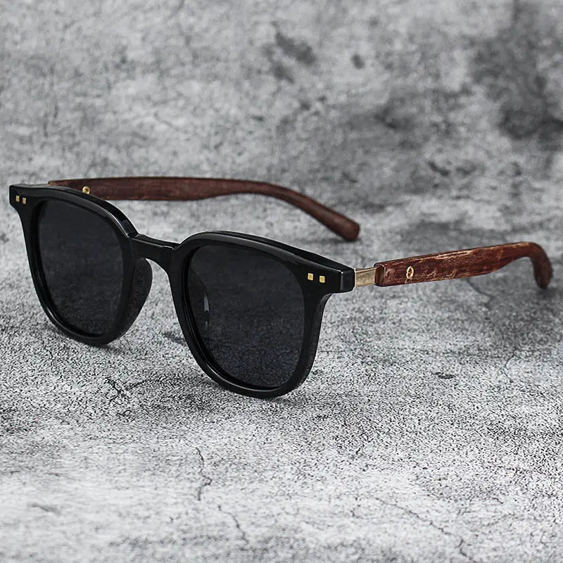 Retro Wood Grain Polarized Myopia Sunglasses - Old Money Classic