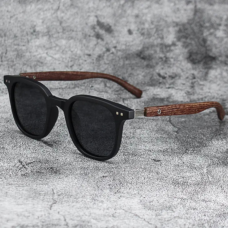 Retro Wood Grain Polarized Myopia Sunglasses - Old Money Classic