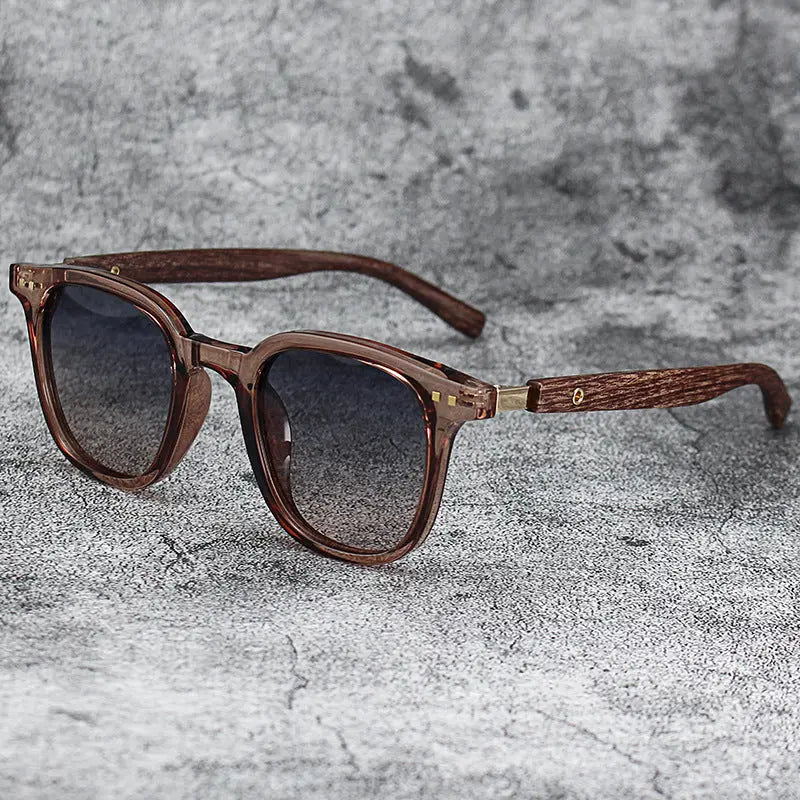 Retro Wood Grain Polarized Myopia Sunglasses - Old Money Classic