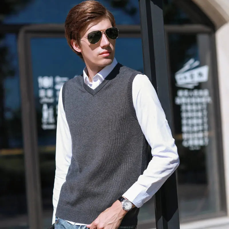 Sleeveless Wool Sweater Vest - Old Money Classic