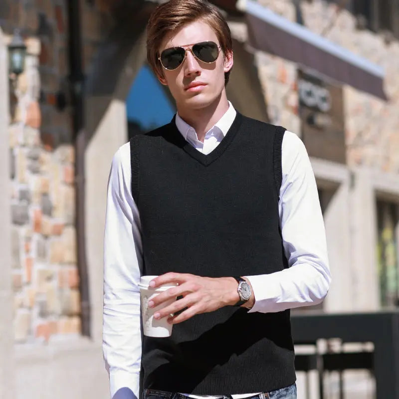 Sleeveless Wool Sweater Vest - Old Money Classic