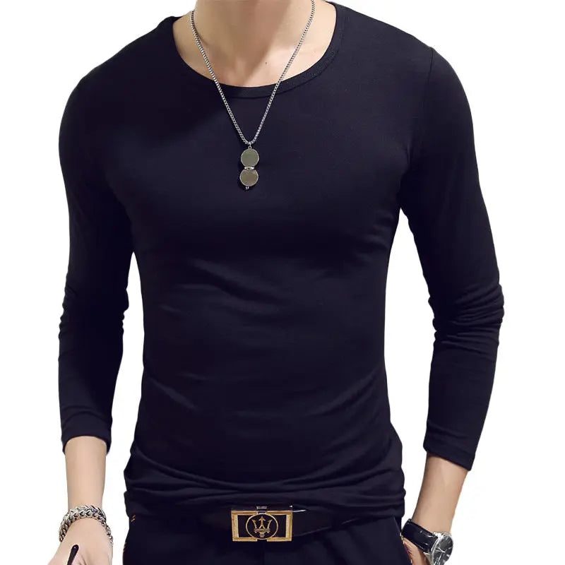 Slim-Fit Solid Color Round or V Neck Pullover