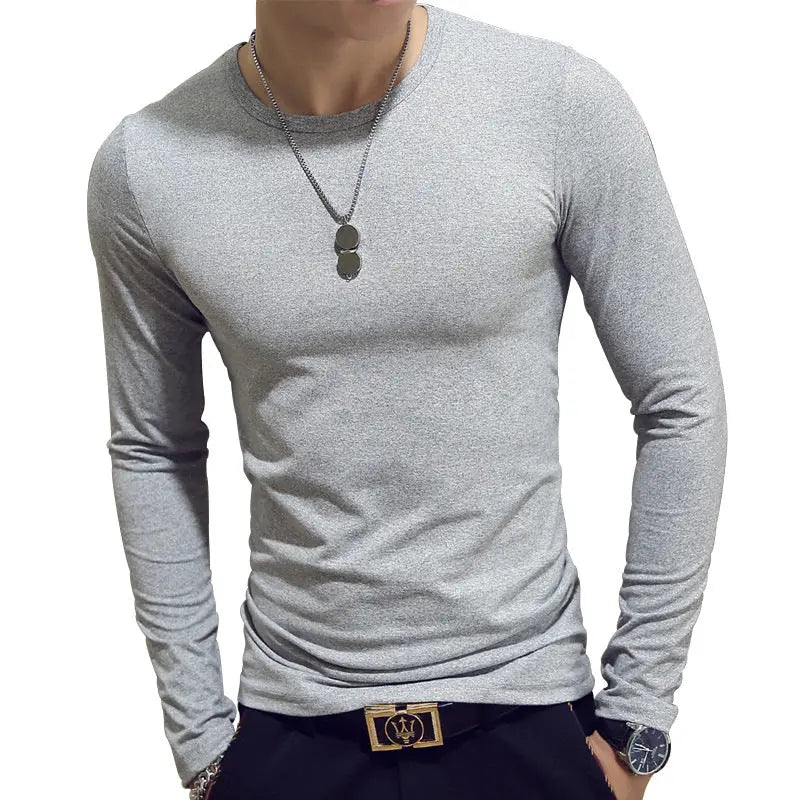 Slim-Fit Solid Color Round or V Neck Pullover