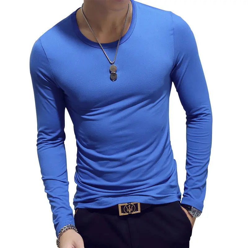 Slim-Fit Solid Color Round or V Neck Pullover