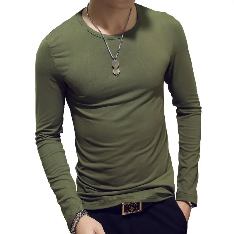 Slim-Fit Solid Color Round or V Neck Pullover