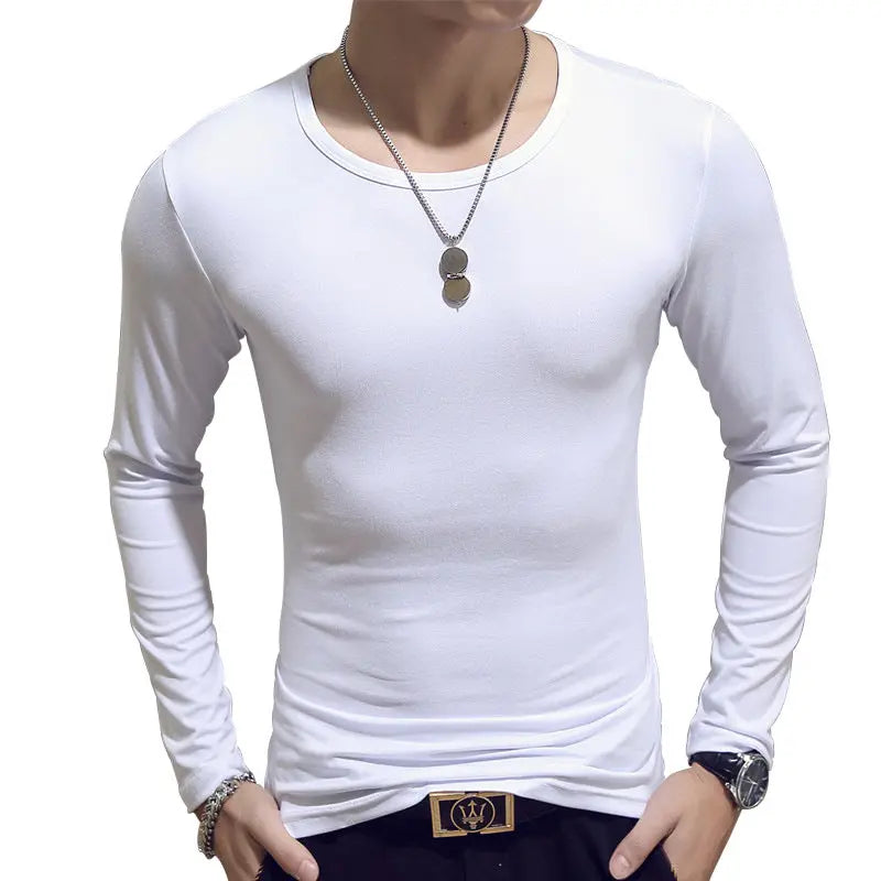 Slim-Fit Solid Color Round or V Neck Pullover