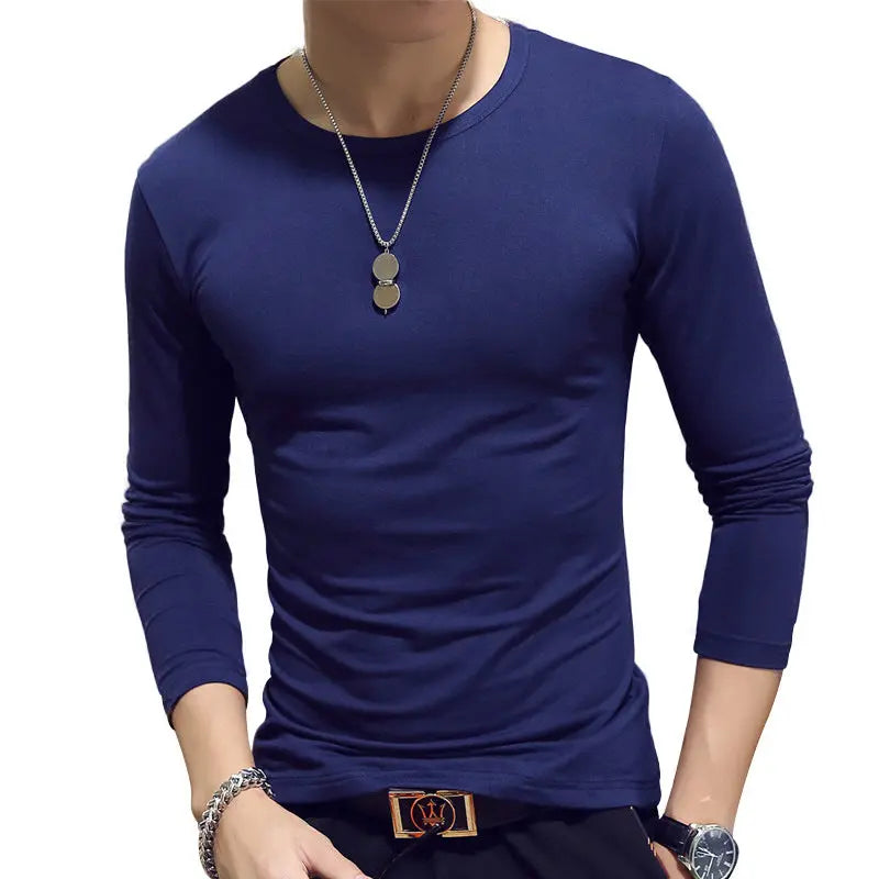 Slim-Fit Solid Color Round or V Neck Pullover