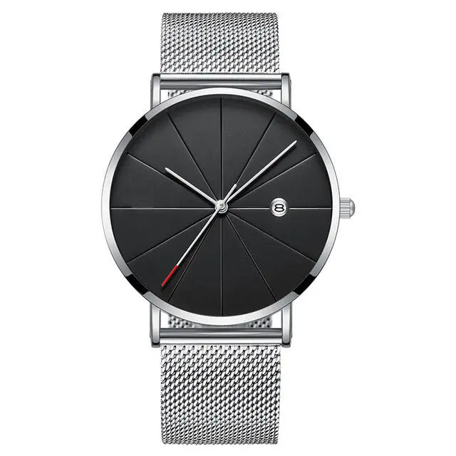 Stainless Steel Mesh Band Quartz Classic Wrist Watch - Old Money Classic