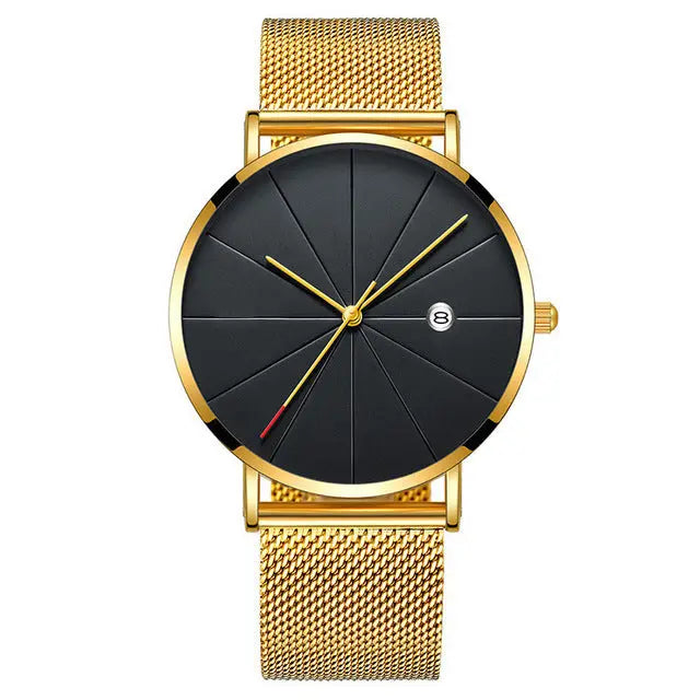 Stainless Steel Mesh Band Quartz Classic Wrist Watch - Old Money Classic