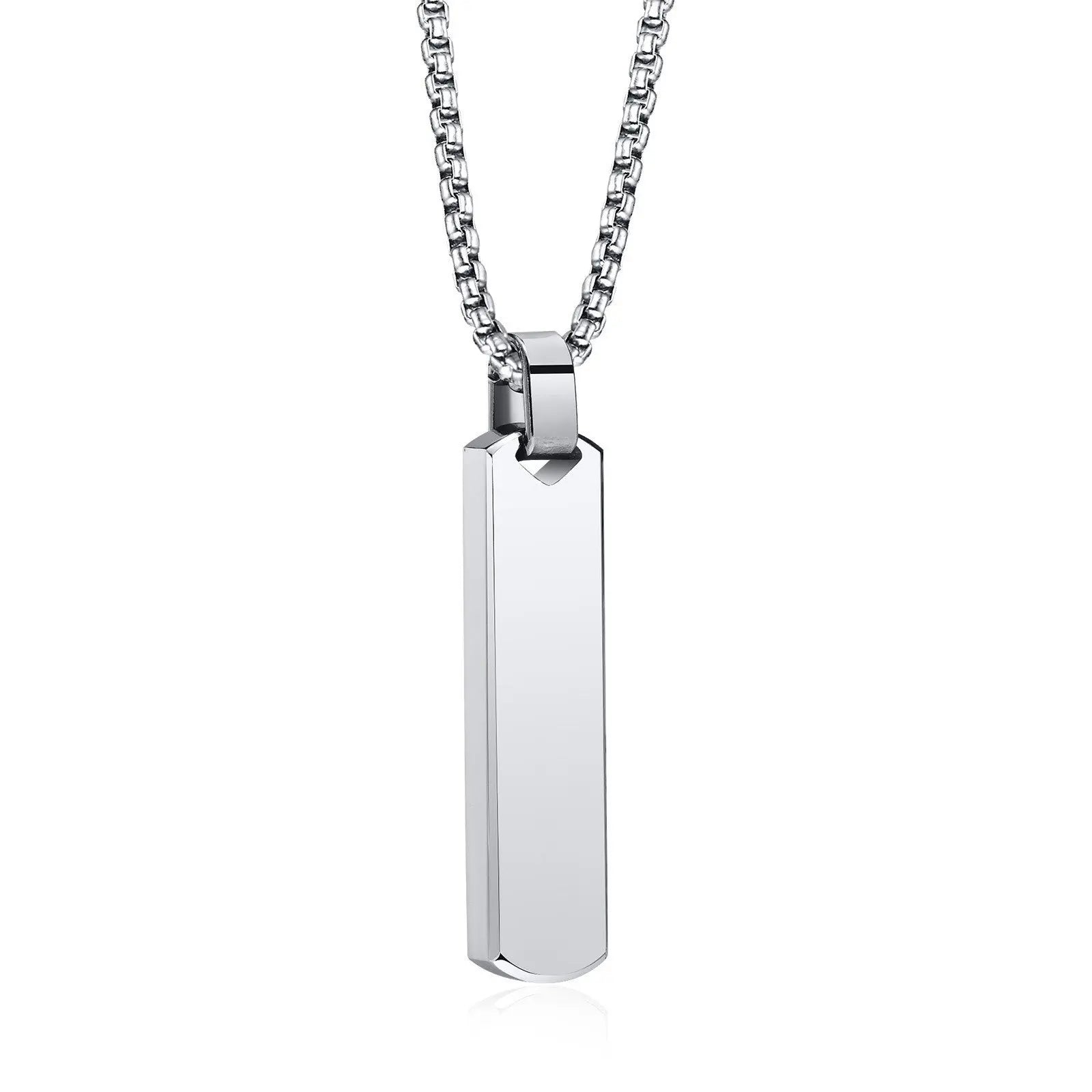 Stainless Steel Three-dimensional Rectangular Geometric Necklace - Old Money Classic