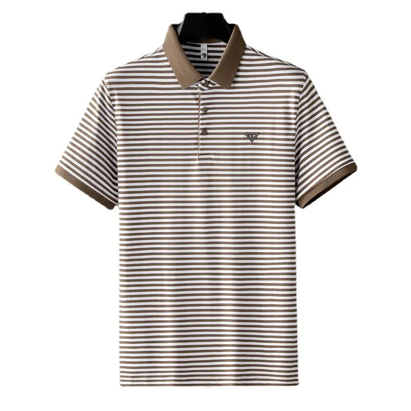 Striped Short Sleeve Cotton Polo Shirt Old Money Classic