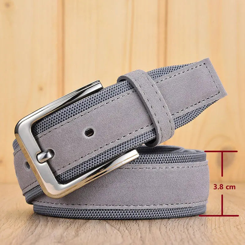 Suede Leather Buckle Oxford Cloth Men's Belt Old Money Classic