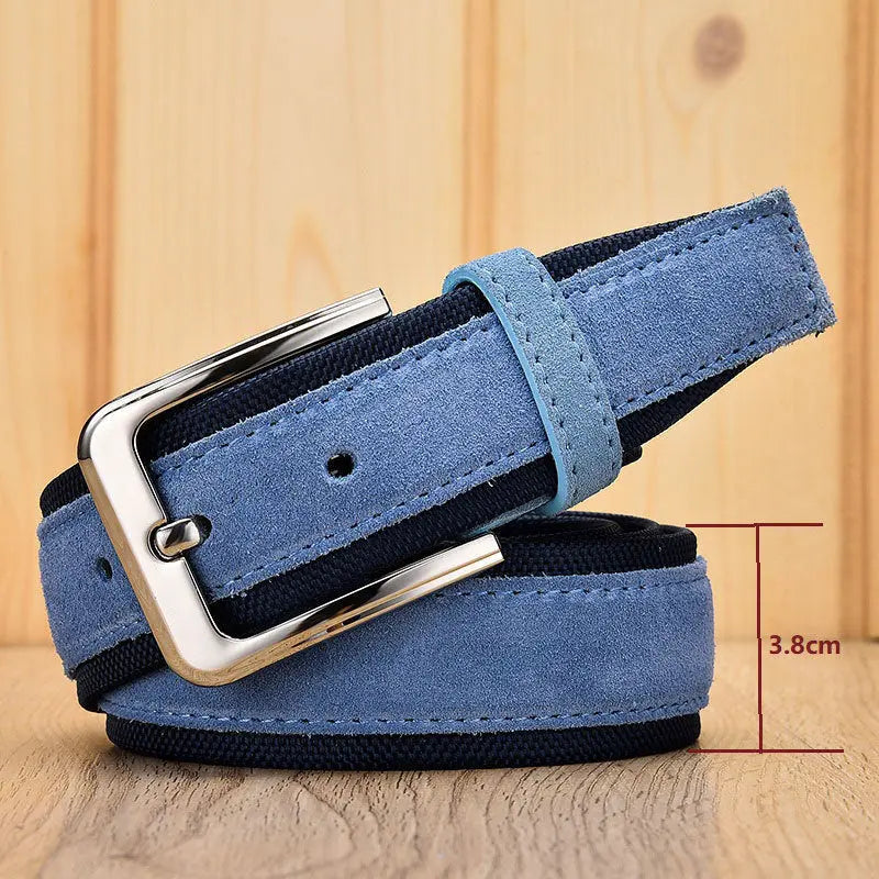 Suede Leather Buckle Oxford Cloth Men's Belt Old Money Classic