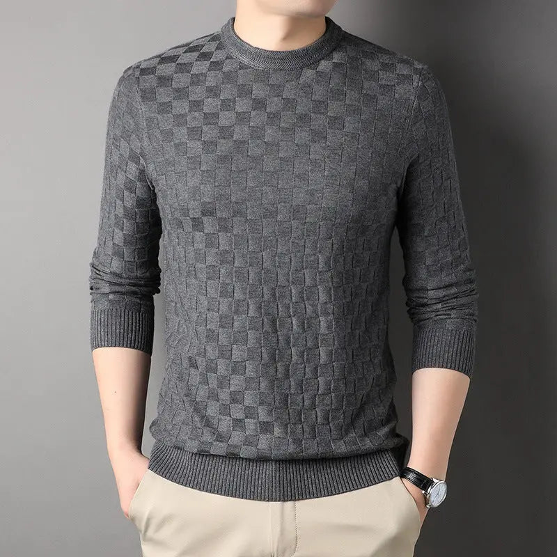 Thin Casual Textured Round Neck Sweater