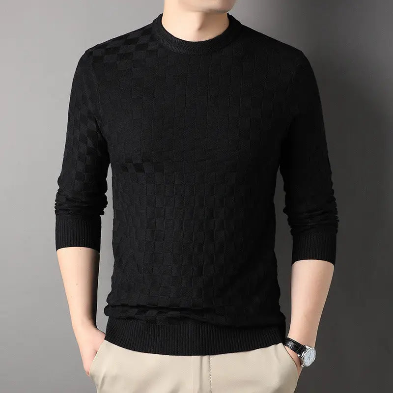 Thin Casual Textured Round Neck Sweater