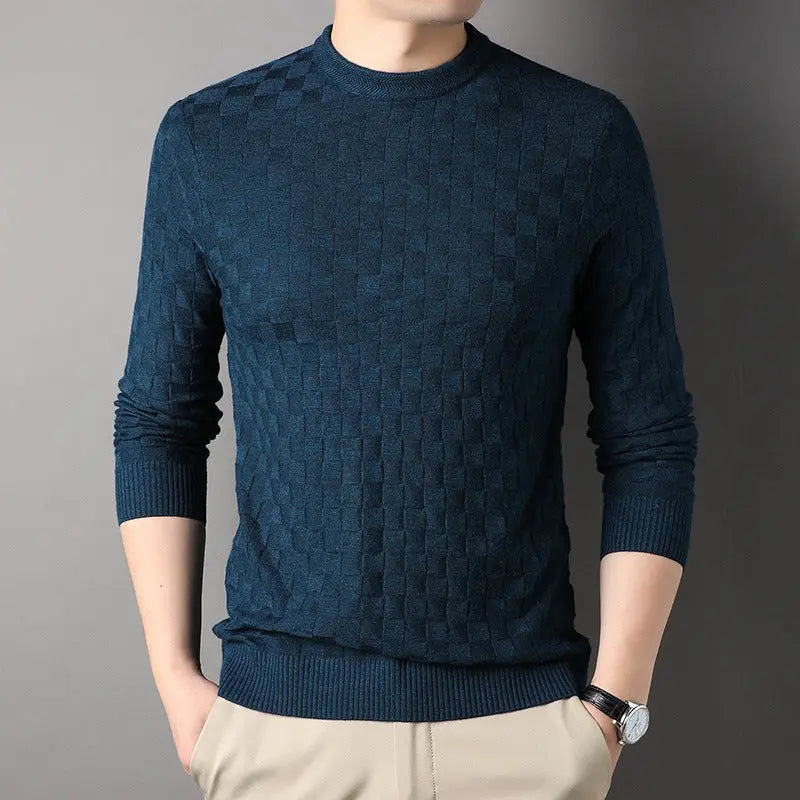 Thin Casual Textured Round Neck Sweater