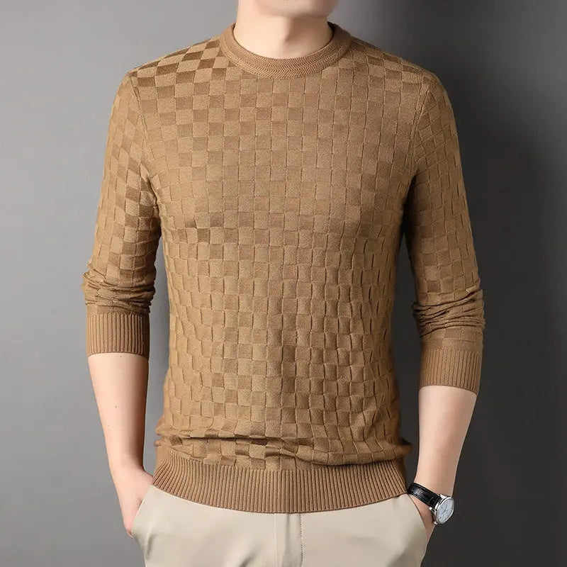 Thin Casual Textured Round Neck Sweater