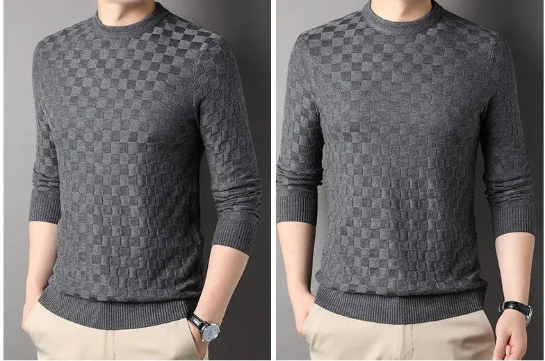 Thin Casual Textured Round Neck Sweater