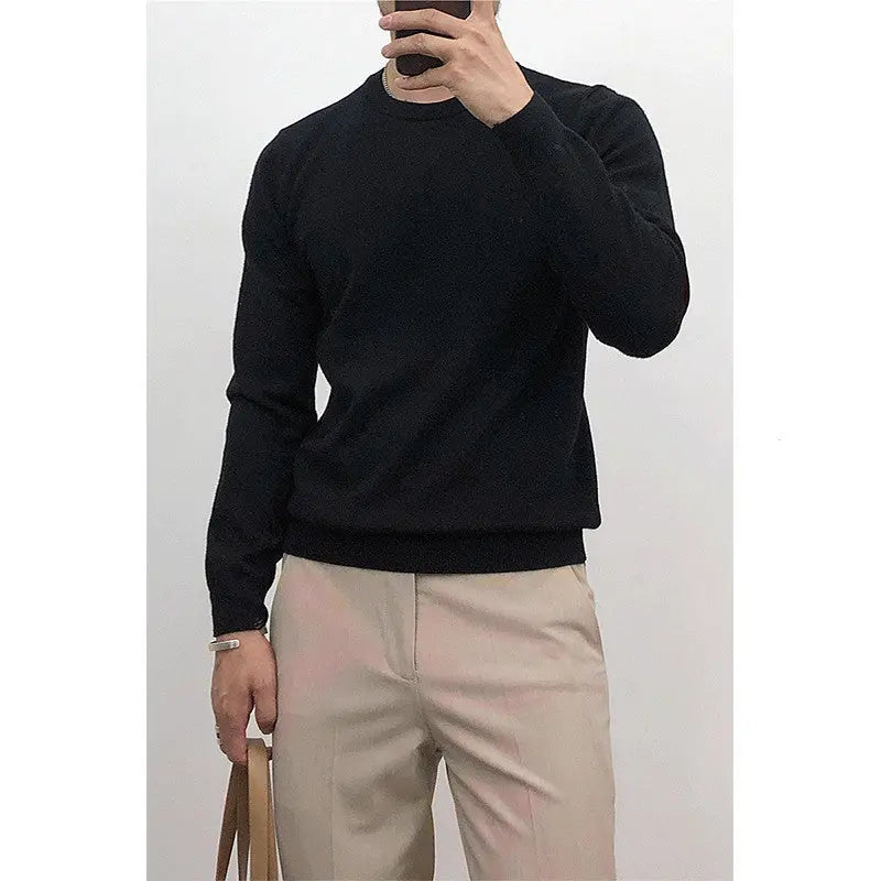 Thin Round Neck Tapered Sweater - Old Money Classic