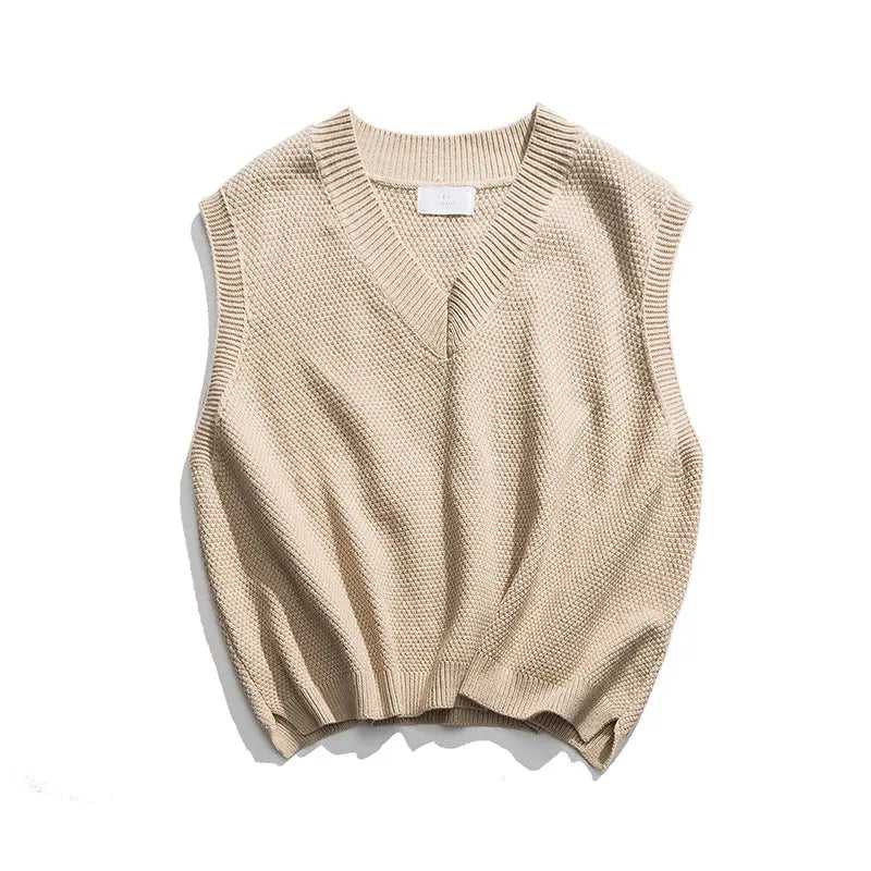 V-neck Loose Knitted Vest - Old Money Classic