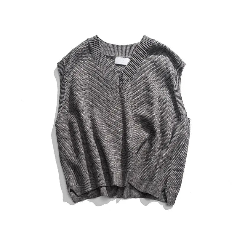 V-neck Loose Knitted Vest - Old Money Classic