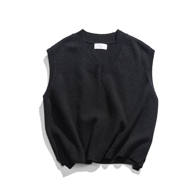 V-neck Loose Knitted Vest - Old Money Classic